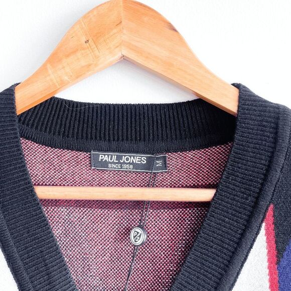 Paul Jones Mens Sweater Cardigan Button Down Tribal Medium - Picture 4 of 7